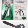 A black and red outer hexagonal magic wrench tool is shown, including packaging and the tool itself.