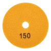 Runde orangefarbene Diamantpolier-Pads mit der Nummer 150 eingraviert