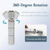 A silver universal movable head for a spark plug socket set demonstrating 360-degree rotation.