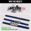 A black tool organizer rail with multiple sockets and tools for keeping work in order.