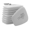 A stack of 100 high-performance dust filter cotton masks for gas masks, white in color.