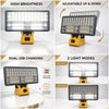 Lampe de travail LED portable avec luminosité réglable et double mode de charge USB.