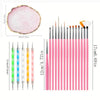 A set of professional nail art brushes in pink and black for acrylic and gel application.