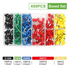 Boxed set of 450 pieces of professional crimp terminals in various colors and sizes