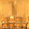 Eight lighting modes displayed on a curtain backdrop featuring various light patterns like steady on, in waves, sequential, a