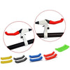 Silicone brake lever protector covers in various colors including black, yellow, and red for bicycle handlebars