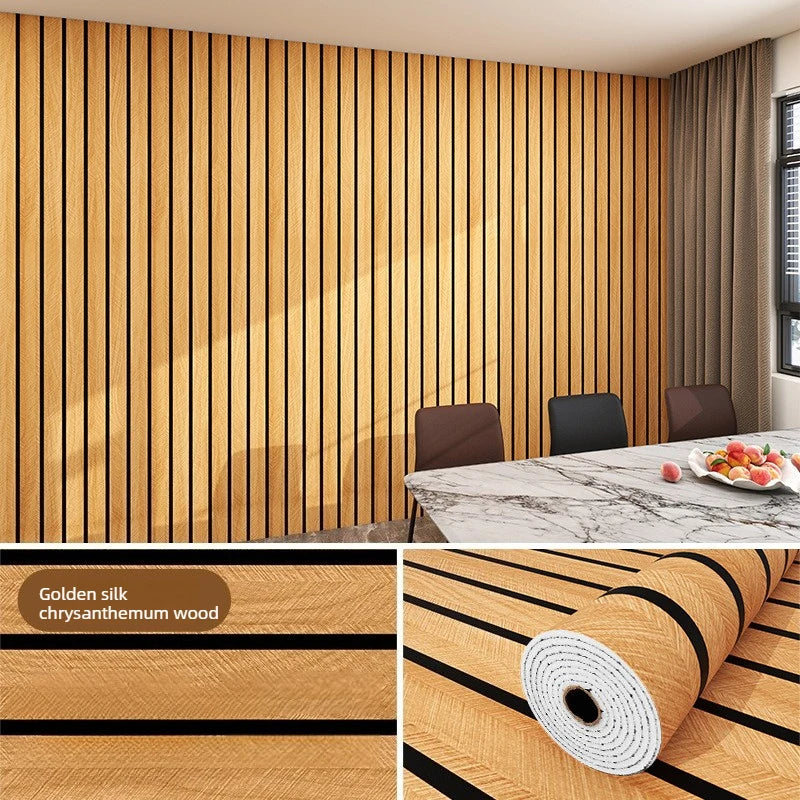 Vertikale Holzlamellenwandverkleidung in goldenem Seidenchrysanthemenholzmuster