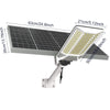 A high-power solar street light assembly showing the solar panel, light fixture, and mounting arm.