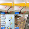 Images showing precision tile leveling spacers used before and after installation on a wall and floor.