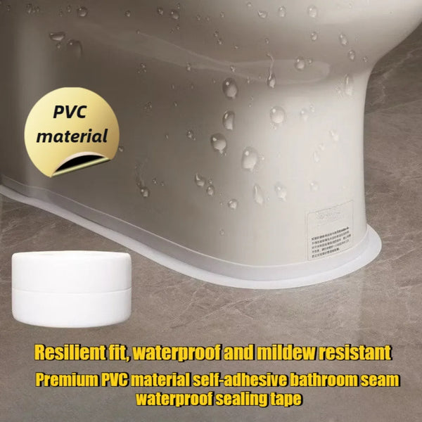 Roll of white PVC material self-adhesive bathroom sealing tape for waterproof and mildew resistant sealing
