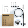 Kit de endoscopio industrial mostrando diversas herramientas y componentes para inspección visual.