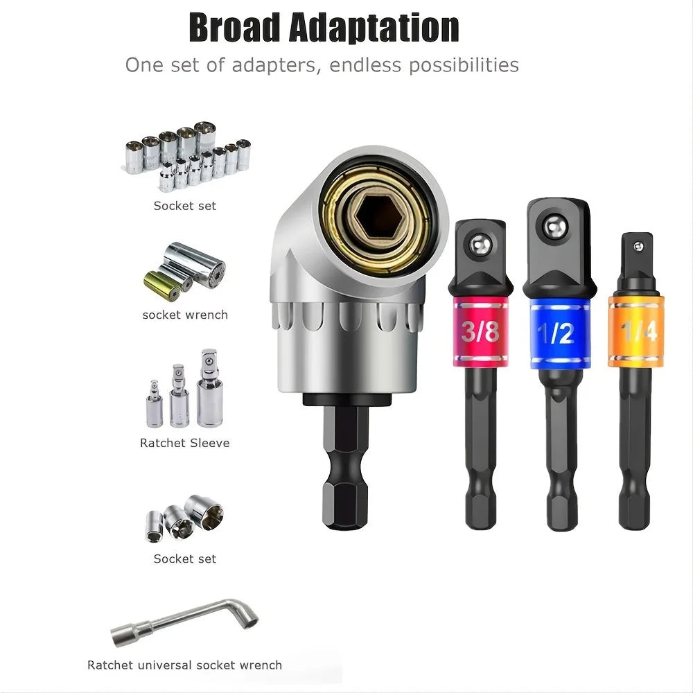 A set of impact socket adapters including various sockets, wrenches, and a ratchet sleeve for tools.