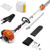 A professional 2-stroke gas pole saw for tree trimming with a handle, blade, and accessories.