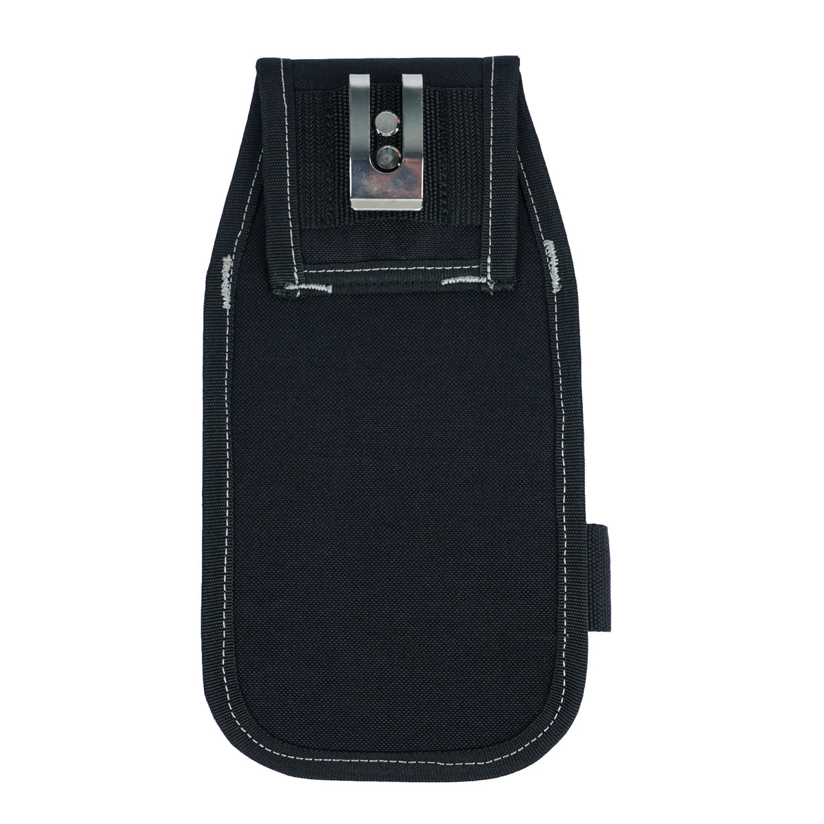 Durable schwarze Werkzeugtasche mit Klappverschluss und Nähten.