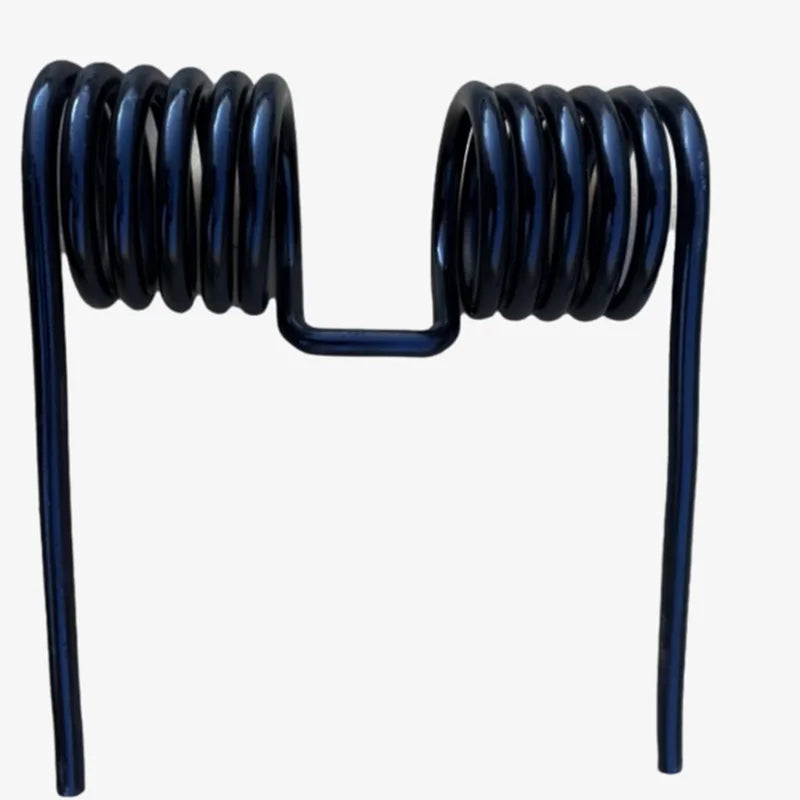 A pair of black precision double torsion springs used for DIY projects.