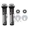 Set of stainless steel toilet seat hinge bolts and mounting hardware.