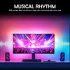 A computer monitor displaying a vibrant musical rhythm light show with stage effects and a crowd.