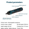 A rechargeable screwdriver with a forward turning switch and multiple Android charging ports is shown.