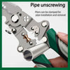 Silver pliers used for pipe unscrewing, clamping, installation, and removal.