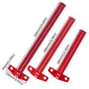 A set of precision marking T-squares with various lengths and red marking lines for woodworking.