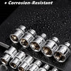 A set of rust-proof and corrosion-resistant whole body electrophoresis socket bits resting on a dark surface.