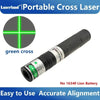 A portable cross laser module with a green beam, designed for accurate alignment.