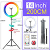 Luz de anillo profesional multifunción con trípode, que incluye una luz de 200cm y control remoto.