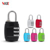 A set of seven colored dial password luggage locks and combination safes with metal keys.