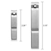 Set of stainless steel nail clippers and trimmer shown vertically with dimensions.