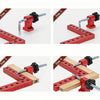 Step-by-step guide showing how to use a precision woodworking right angle clamp with wooden pieces.