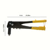 A black and yellow heavy duty pop rivet gun kit for metal repair shown in a side view.