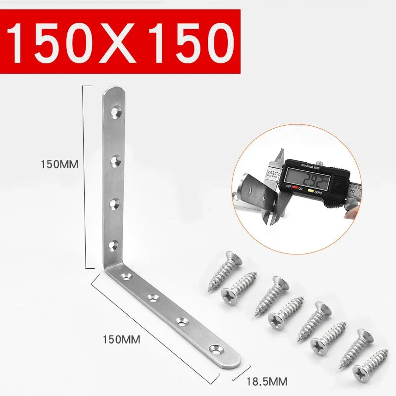 Edelstahl-Eckwinkel und Befestigungsmaterial für eine Größe von 150x150