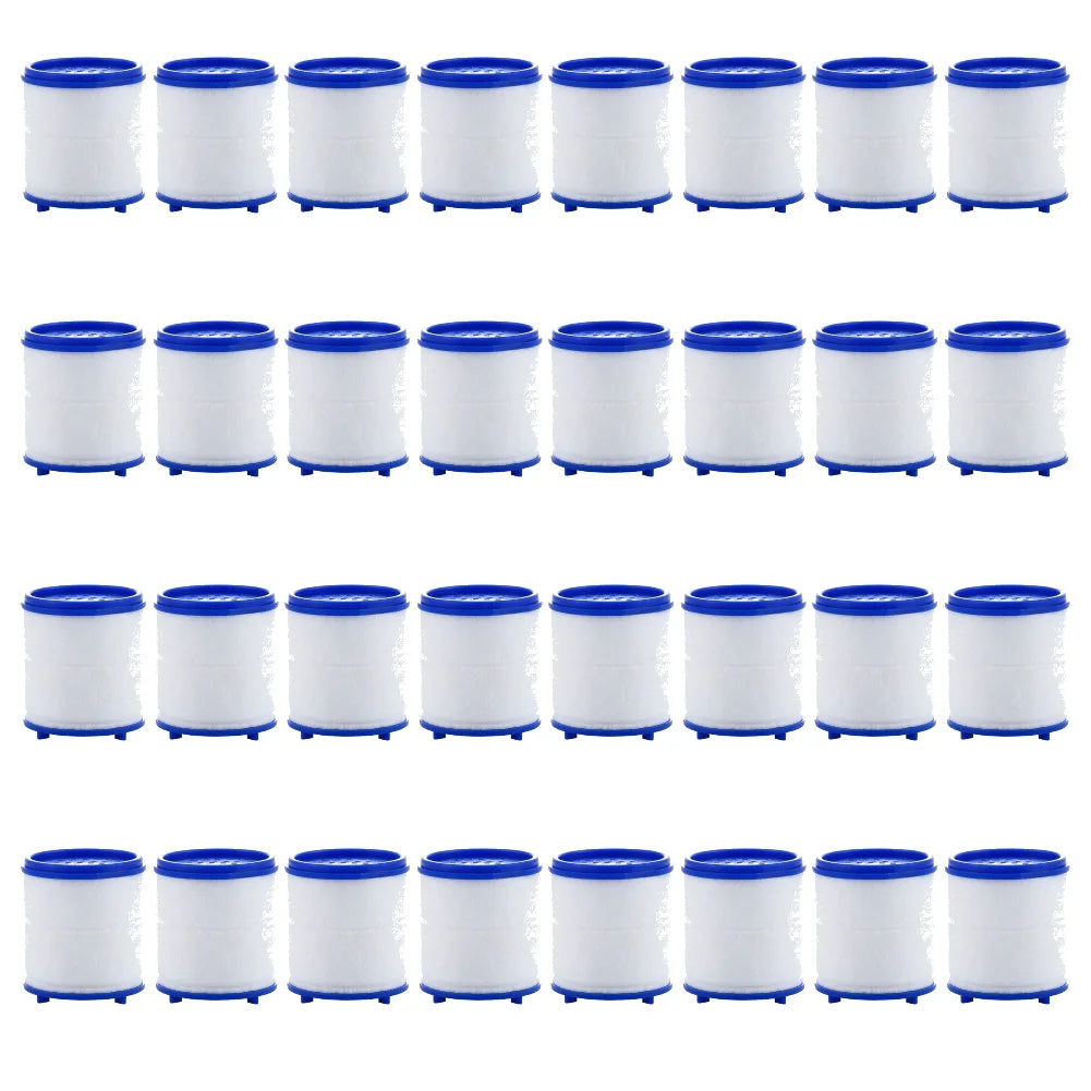 Juego de filtros para grifo de cocina de 360° giratorio blanco y azul.