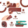 Demonstration of using aluminum oxide sandpaper rolls for wood and metal, showing cutting, folding, and placement on a sandin
