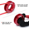 Red heavy duty synthetic recovery shackle with a winch and soft shackle for towing