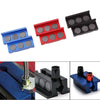 Set of aluminum magnetic vise jaw inserts in blue, red, and black for fitting protection