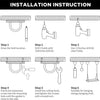 Installationsanleitung, die Schritte zur Montage eines schweren Edelstahl-Aufhängungsbrackets zeigt.