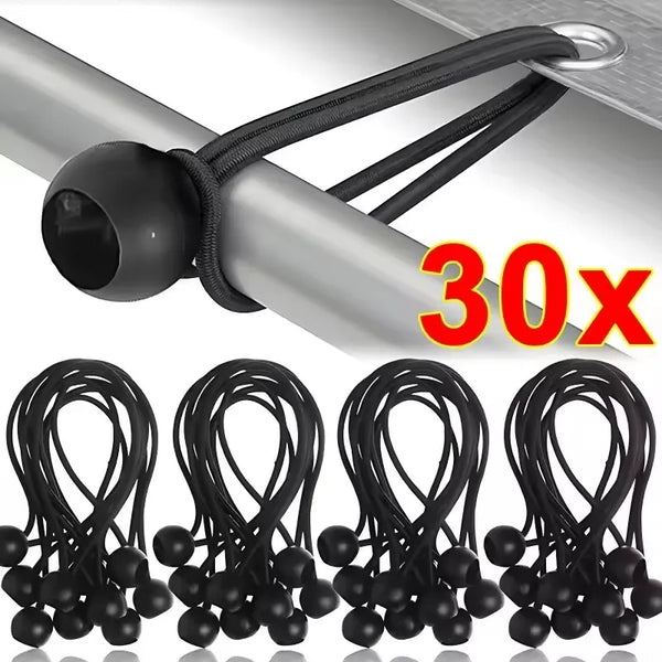 Schwarze elastische Ballleine mit Haken und Schnur zum Abbinden von Zelten und Ladung