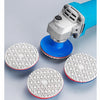 A set of integrated stone trimming polishing discs and a blue power tool attachment.