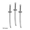 Three silver-colored alloy charms or small swords with decorative hilts and blades.