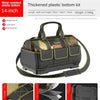 Black and camouflage toolkit with a thickened plastic bottom kit for tools