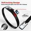 A black self-locking buckle steel ball tighter is shown with a close-up view of the locking mechanism.