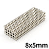 A row of small, silver refrigerator magnets with an 8x5mm size.