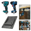 A set of universal battery storage racks and holders for power tools, including a vertical rack and multiple horizontal holde