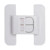 White plastic baby safety refrigerator door locks in a rectangular frame.