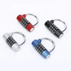 Four heavy duty combination padlocks in red, black, and blue with metal rings