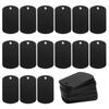 A set of 50 black aluminum metal stamping tags for crafts and keychains, arranged in rows.