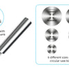 A silver hexagonal shank tool is shown next to six different sizes of High-Speed Steel circular saw blades.