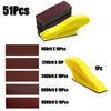 A set of 51 precision grinding discs in various grits, including a yellow sanding block.