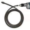A heavy duty spring sewer cleaning tool with a coiled metal spring and a gray handle attachment.